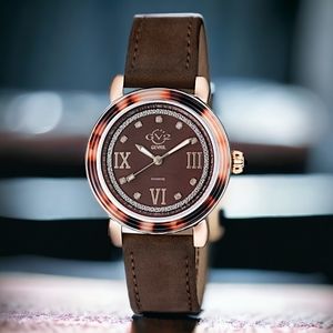 GEVRIL GV2 Tortoise Diamond Accent Watch